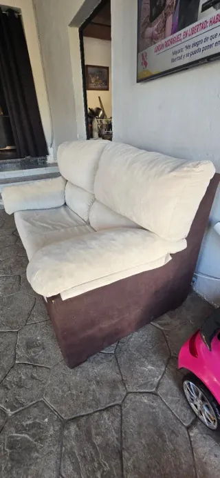 Sofá 3x2 beige y marrón