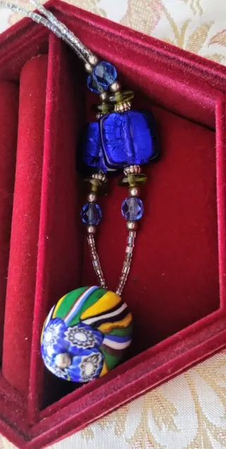 Collana perle Murano con ciondolo Murrina