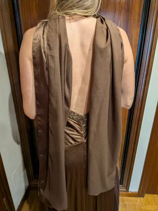 Vestido largo halter marrón