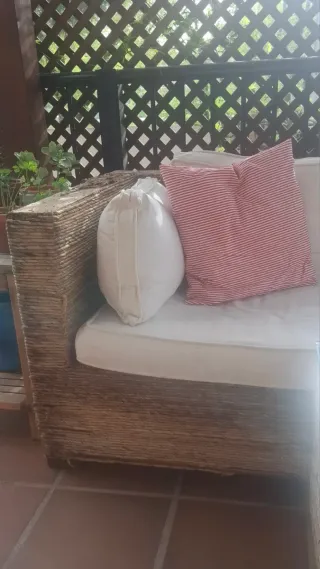 Conjunto sofas jardín mimbre