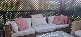 Conjunto sofas jardín mimbre