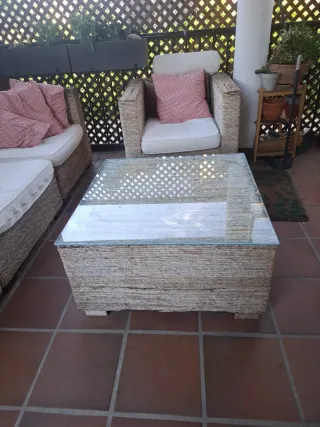 Conjunto sofas jardín mimbre