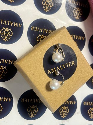 Pendientes perla plata semicirculares