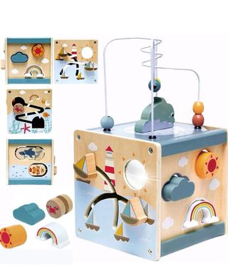 Cubo actividades madera bebé Montessori