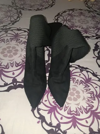 Botas altas pantorrilla tacón negras mujer