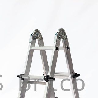 Escalera Telescópica Articulada Aluminio 4+4 Pestaña