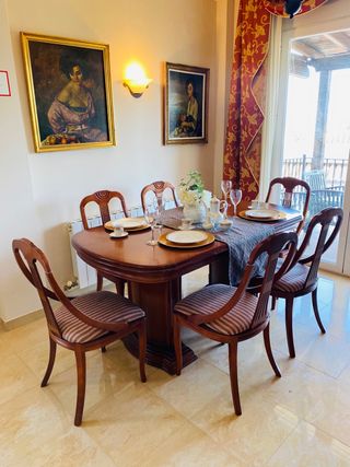 Juego de comedor de 6 sillas extensible de madera