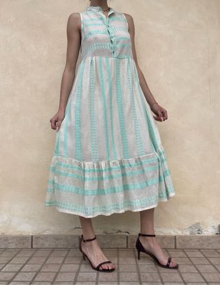 Vestito midi verde acqua Made in Italy