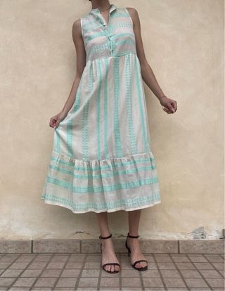Vestito midi verde acqua Made in Italy