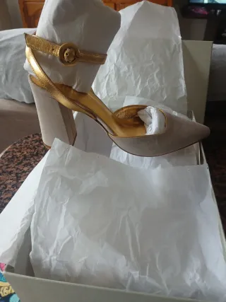 Sandalias Flordeasoka Beige y Dorado