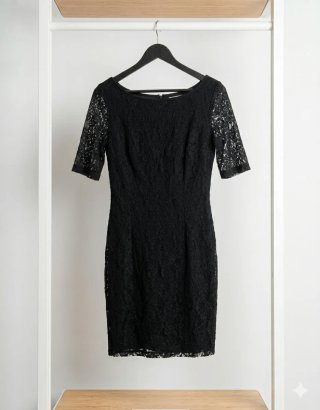 Vestido negro corto Pimkie con encaje floral