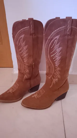 Botas cowboy ante camel tacón 3cm