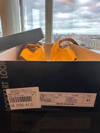 Sandalias cuña esparto color mostaza ¡OPORTUNIDAD!