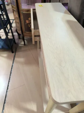 Mueble consola de entrada madera y ratán