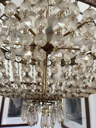 Lámpara de techo de cristal y metal