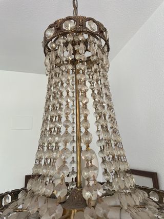Lámpara de techo de cristal y metal