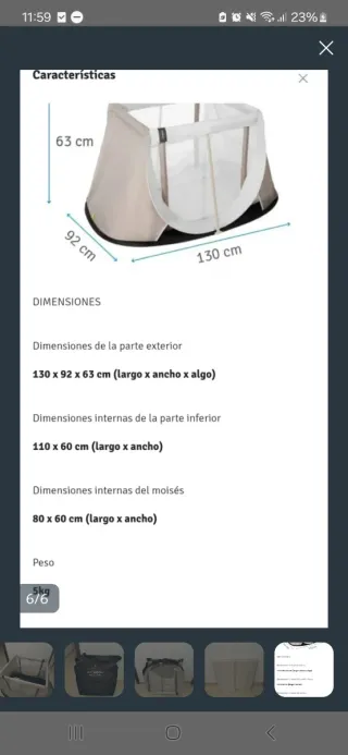 Cuna de viaje plegable