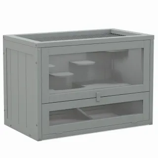 Jaula Hámster Madera 2 Niveles Transparente