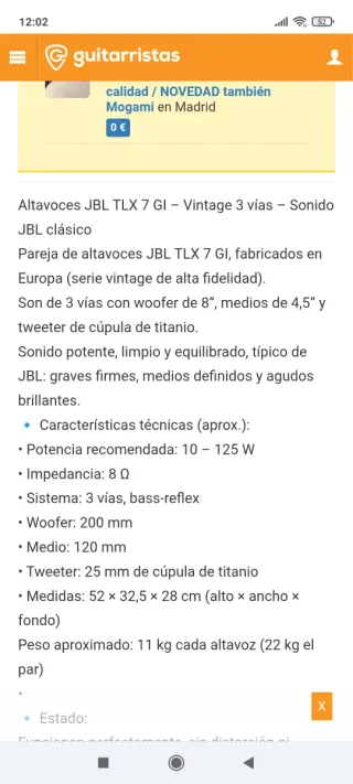 Altavoces JBL TLX 7GI Negros
