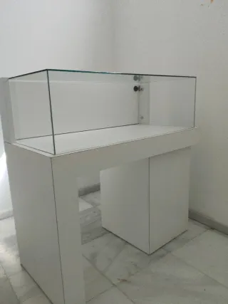 Mostrador expositor cristal y madera