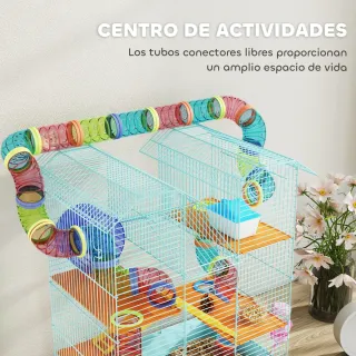Jaula Hámster Múltiples Niveles con Tubos