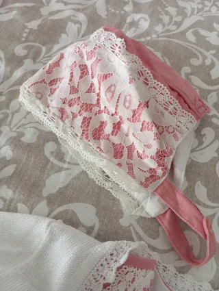 Conjunto ceremonia niña rosa y blanco