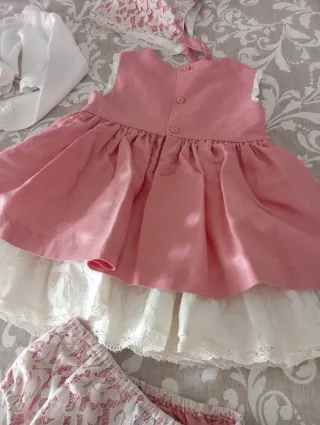 Conjunto ceremonia niña rosa y blanco