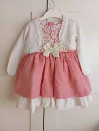 Conjunto ceremonia niña rosa y blanco