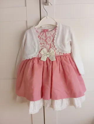 Conjunto ceremonia niña rosa y blanco
