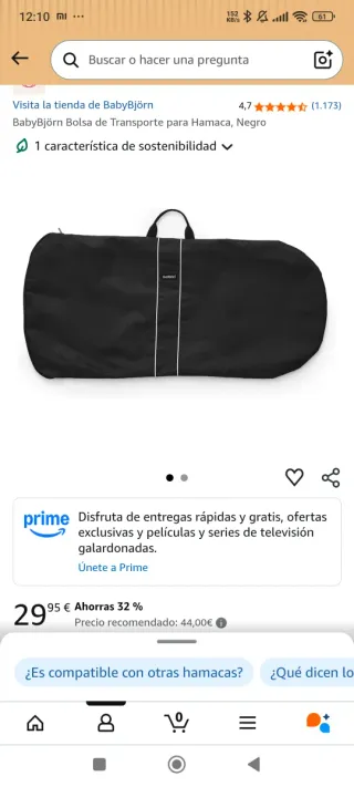 Pack Hamaca bebe BabyBjörn + 2 fundas extra Como n