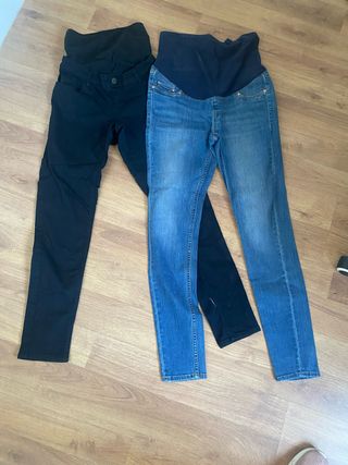 Pantalones premamá Talla 36 (Negro y Azul)
