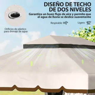 Cenador Jardín 4x3m Pabellón Gazebo