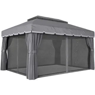 Cenador Jardín 4x3m Pabellón Gazebo Gris