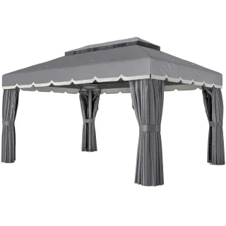 Cenador Jardín 4x3m Pabellón Gazebo Gris