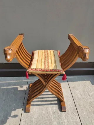 Sedia Savonarola Vintage in Legno