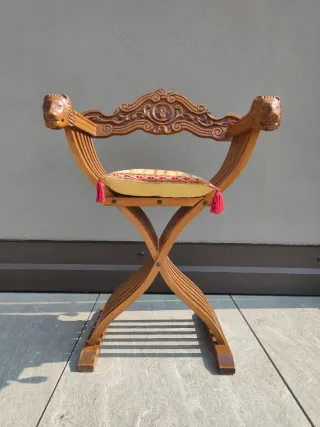 Sedia Savonarola Vintage in Legno