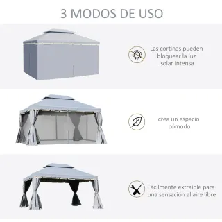 Cenador de Jardín 4x3m Gris