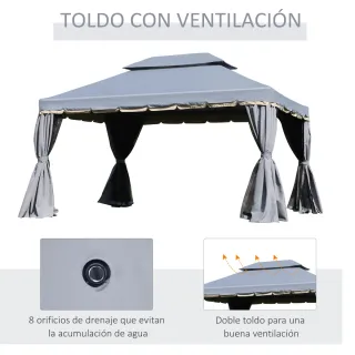 Cenador de Jardín 4x3m Gris