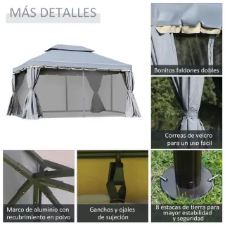 Cenador de Jardín 4x3m Gris
