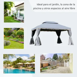Cenador de Jardín 4x3m Gris