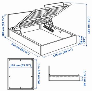 Cama Ikea Malm con canapé abatible 160x200cm NEGRO