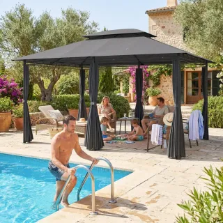 Cenador Jardín 3x4m Pabellón Negro