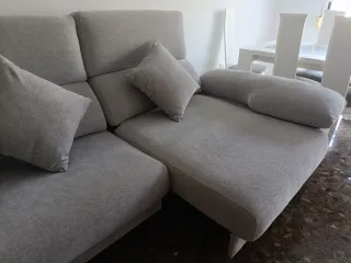 Sofá 4 plazas 330cm deslizante gris.