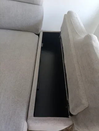 Sofá 4 plazas 330cm deslizante gris.