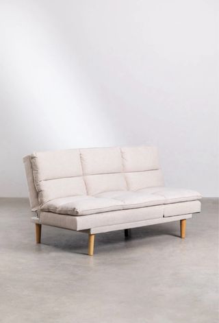 Sofá cama plegable beige y multicolor