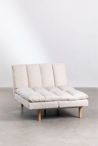 Sofá cama plegable beige y multicolor