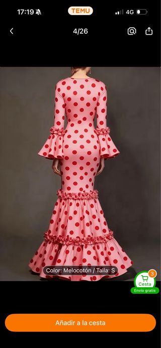 Vestido Flamenca Lunares Rosa y Rojo