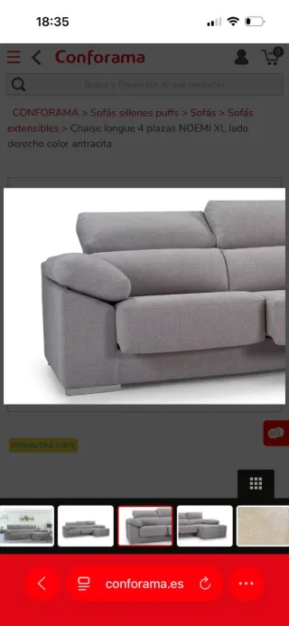 Sofá modular gris tela