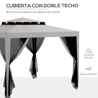 Carpa Jardín 3x3m Cenador Gazebo Mosquitera