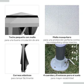 Carpa Jardín 3x3m Cenador Gazebo Mosquitera